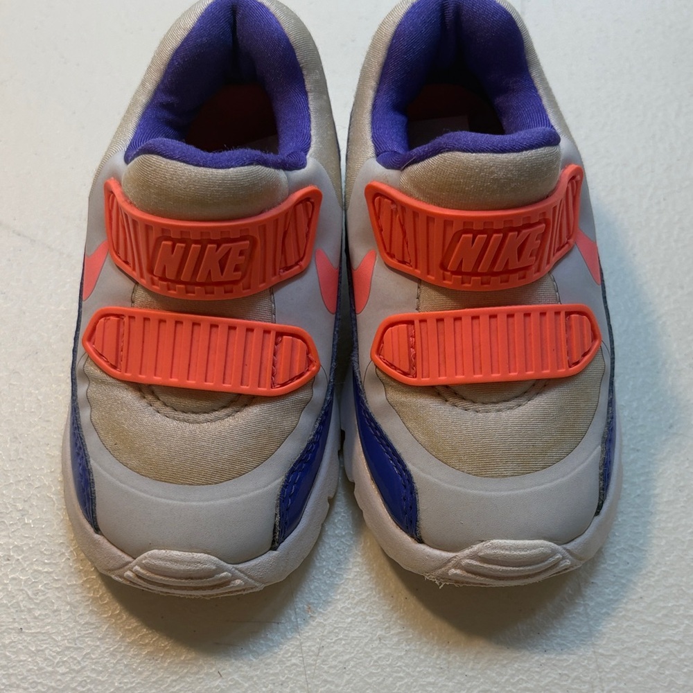 Nike Kids Sneakers - White, Purple, and Orange Accents